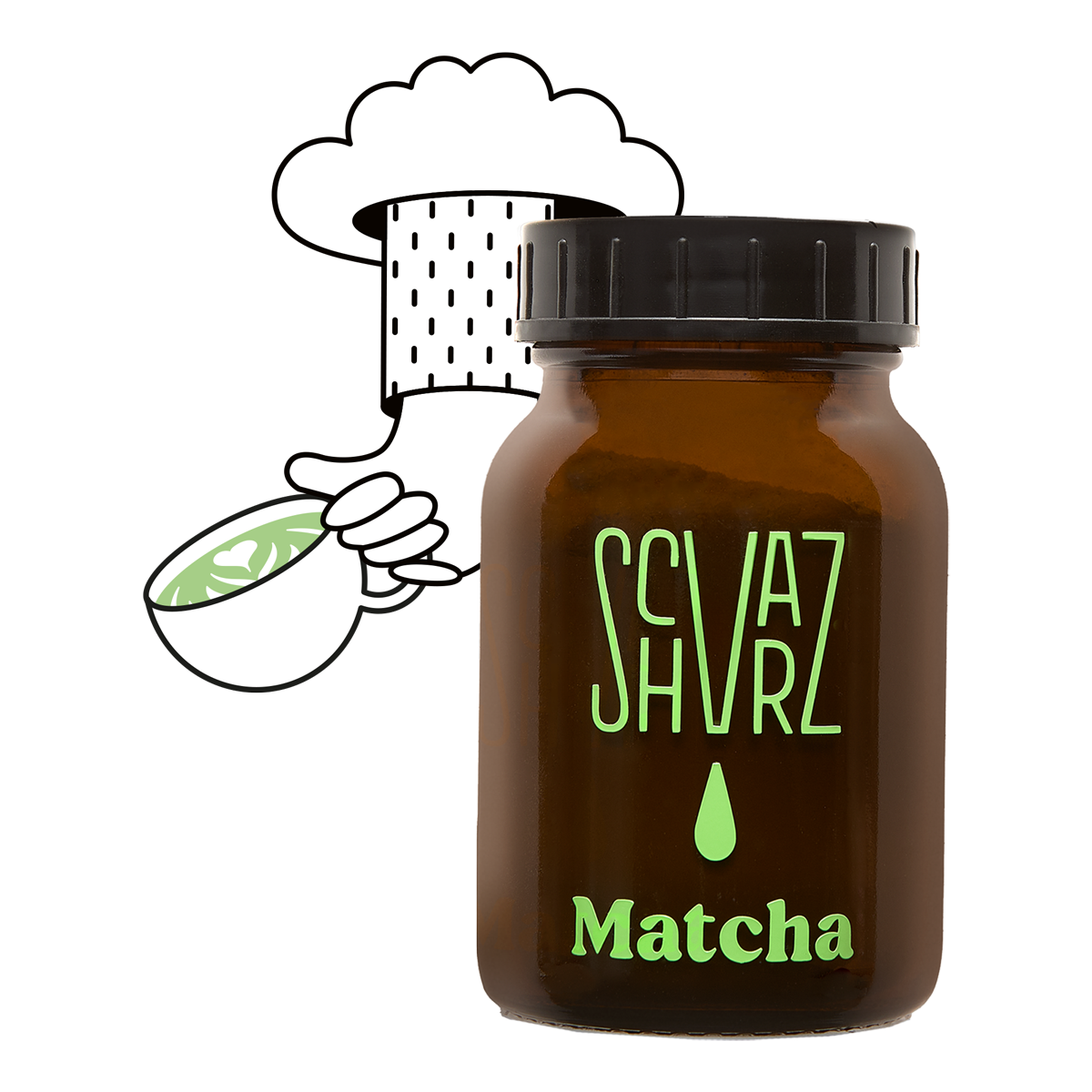 Schvarz Matcha Latte Powder - Barista Blend - 125g Glas