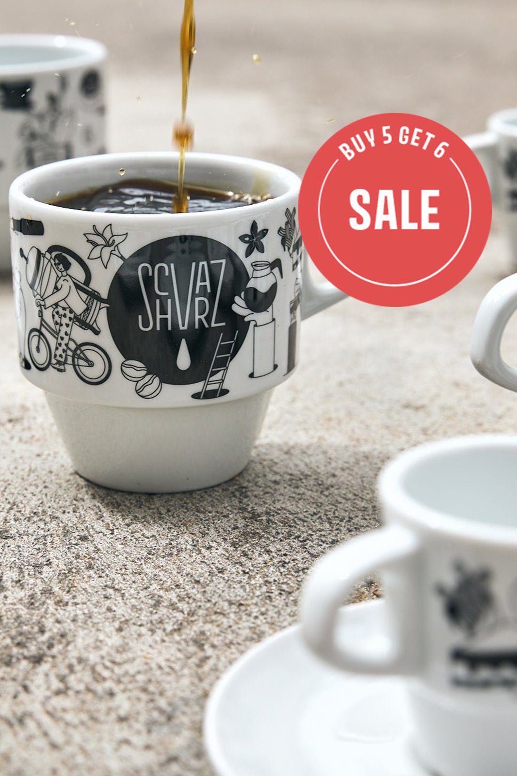 Schvarz Design Tasse + Untertasse - Espresso