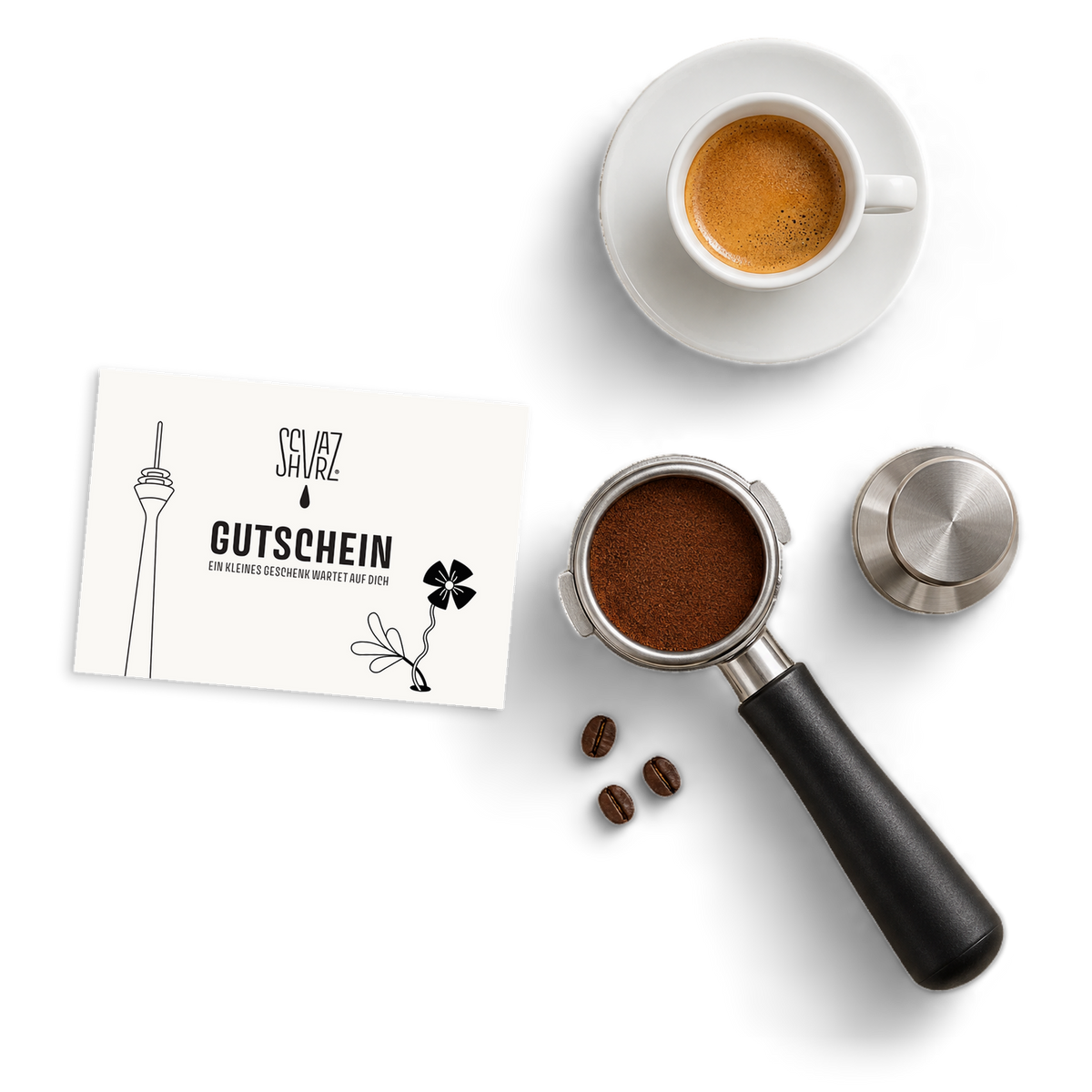 Gutschein für den SCHVARZ Barista Basis Kurs mit Siebträger, Tamper und Espresso